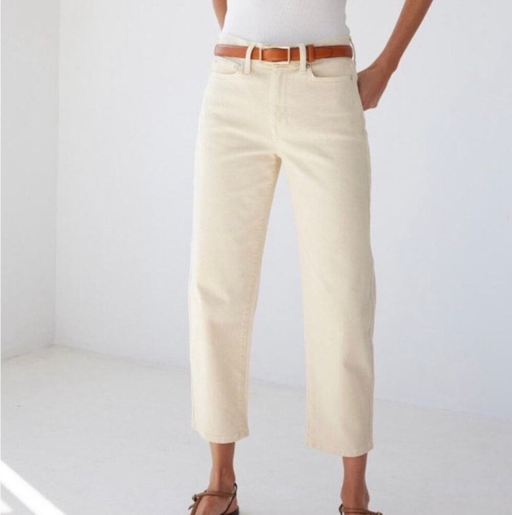 AYR The Beat Drop High Waisted Barrel Leg Ankle Jeans Cream Women's Size 26